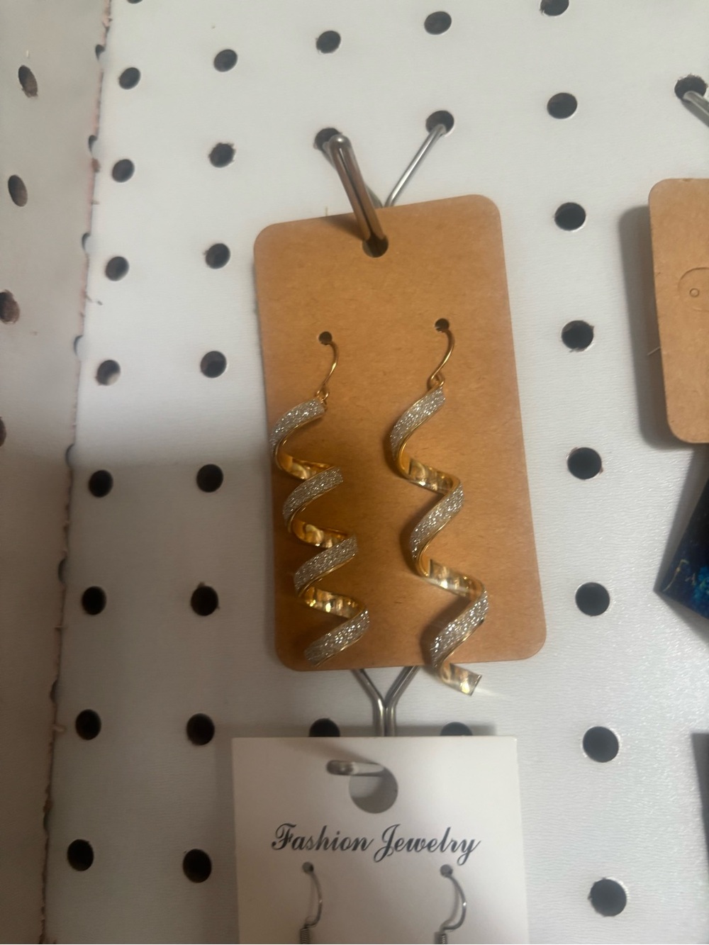 Fashion Jewelry Gold and Silver Spiral Drop Earrings